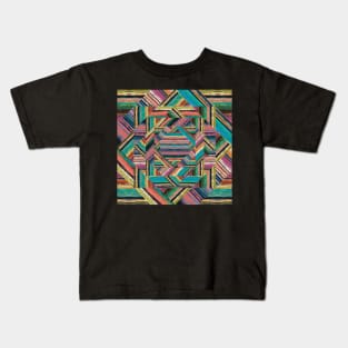 Striped Aztec Patchwork | Digital Pattern Kids T-Shirt